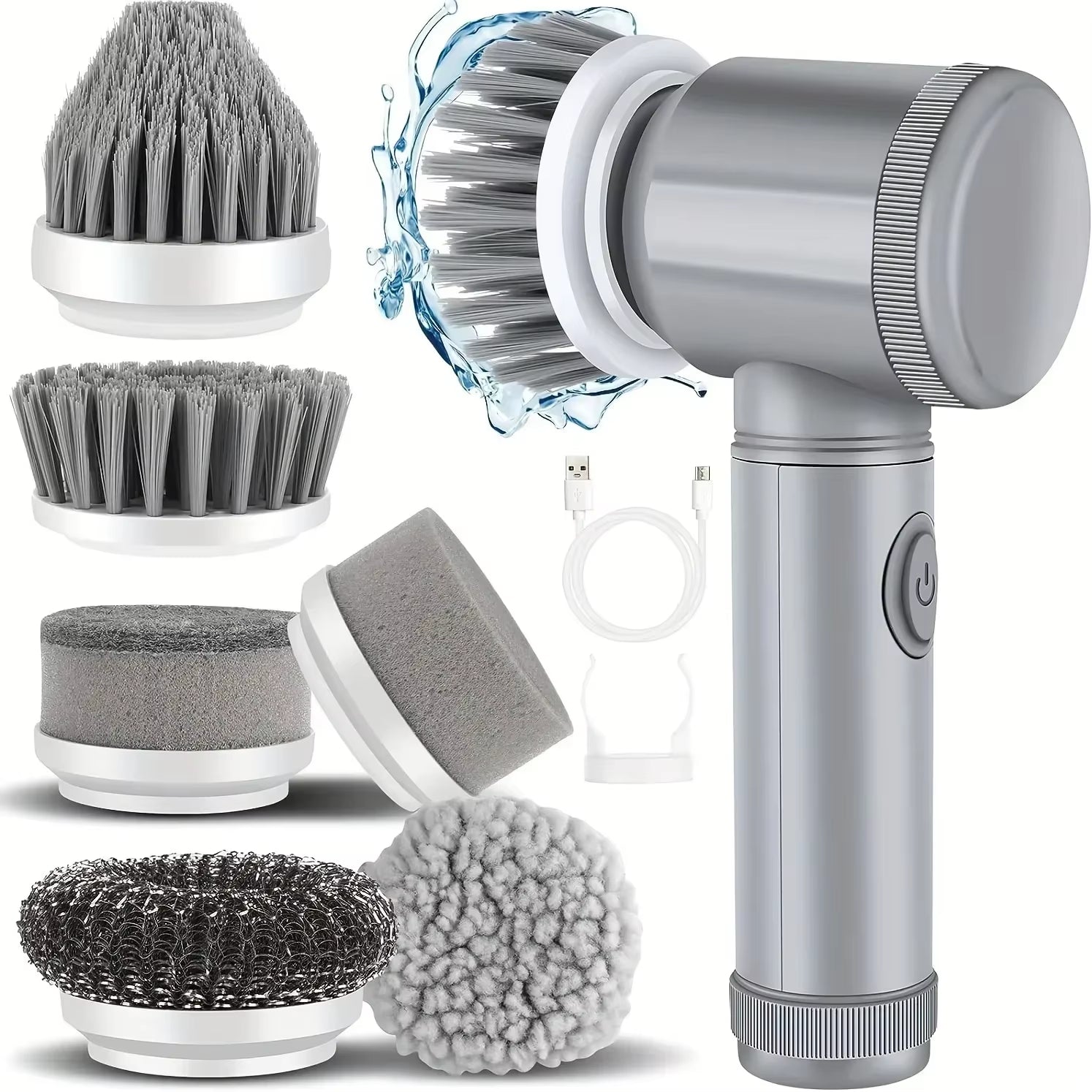 Electric Spin Scrubber Cordless Spin Scrubber with 6 Replaceable Brush Heads Electric Cleaning Brush Cleaning Tools